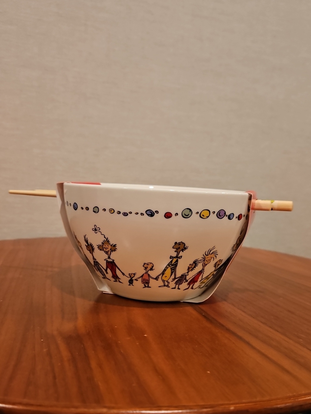 Dr. Seuss Holiday Bowl with Chopsticks - White and Red